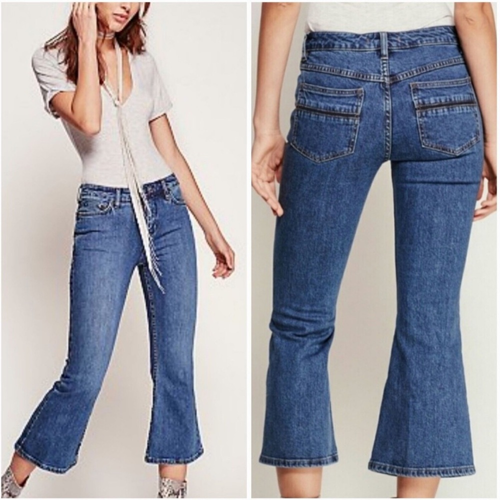 Free People Low Ride Cropped Flare Jean